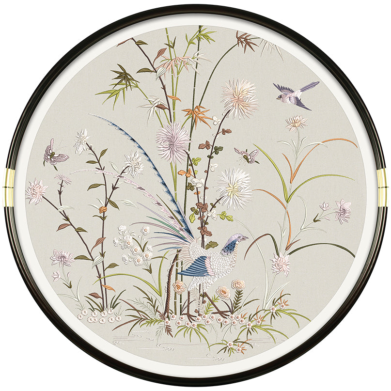 Round Floral & Bird Wall Art